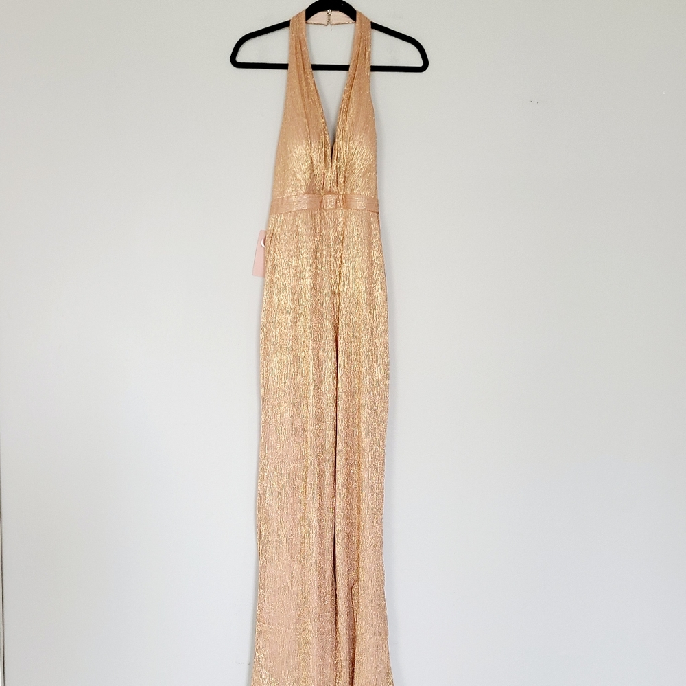 BHLDN Rose Gold Shimmer Jumpsuit Size 6